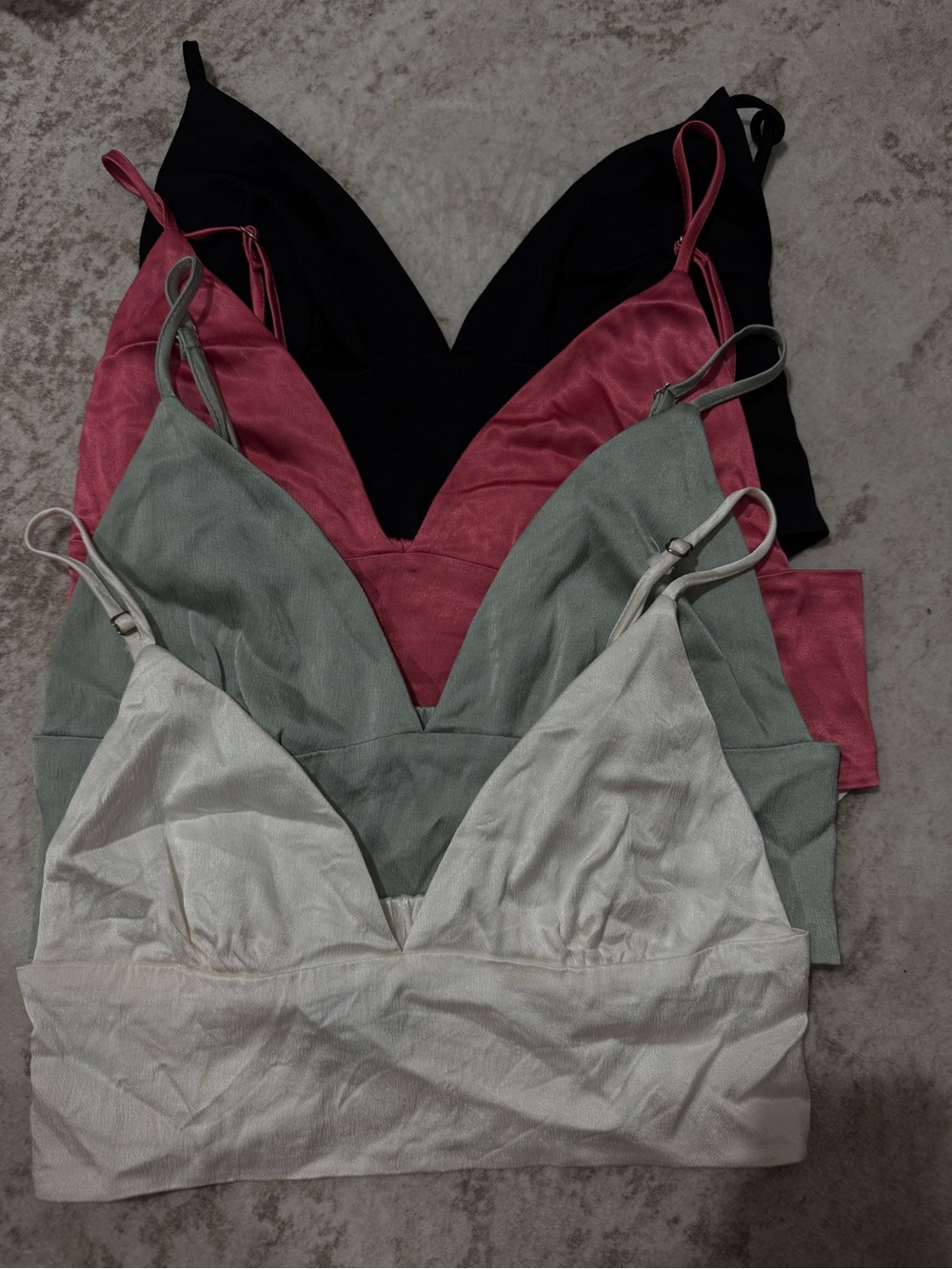 Zara Satin Bralette - White, Sage, Rose, Black (selling all together)